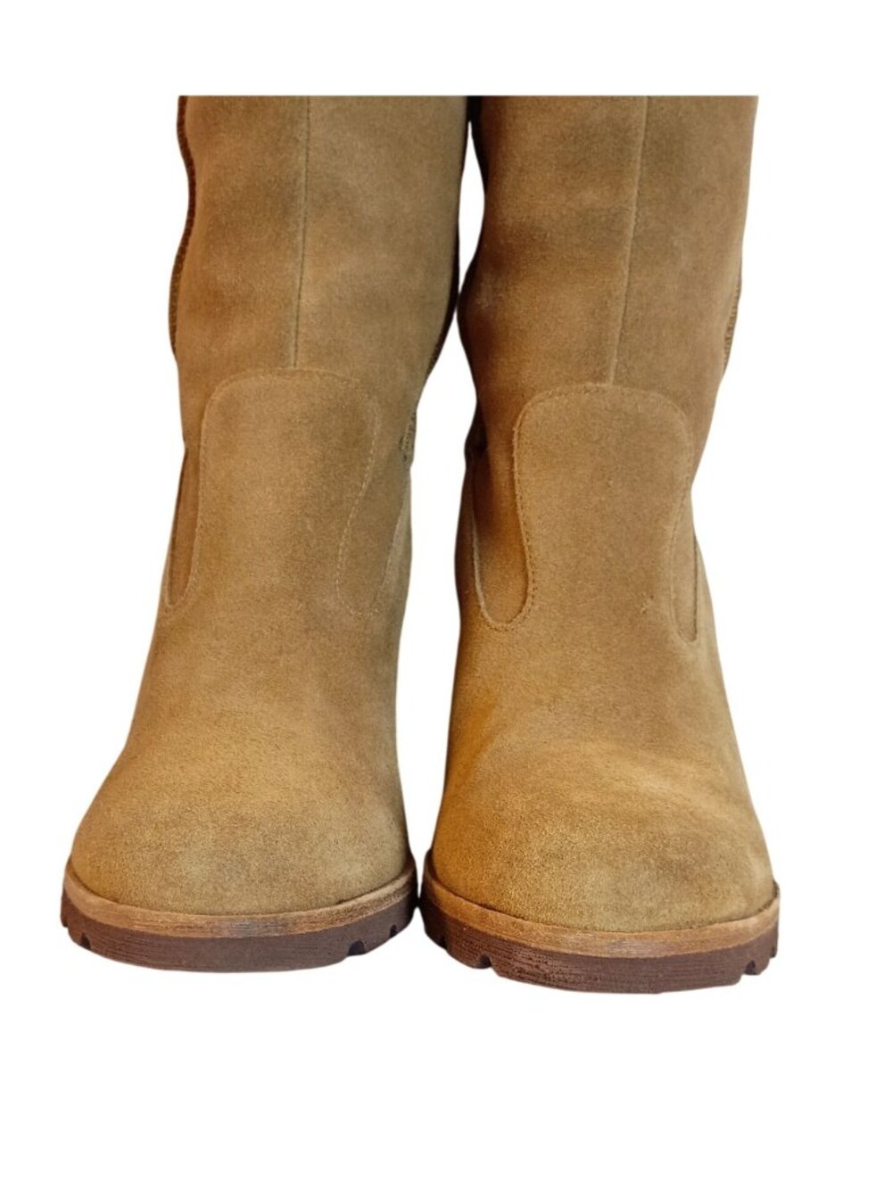 UGG Soleil Womens 8.5 Chestnut Suede Tall Knee High Wedge Shearling Boots - Picture 7 of 11